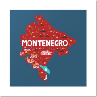 Montenegro Illustrated Map Posters and Art